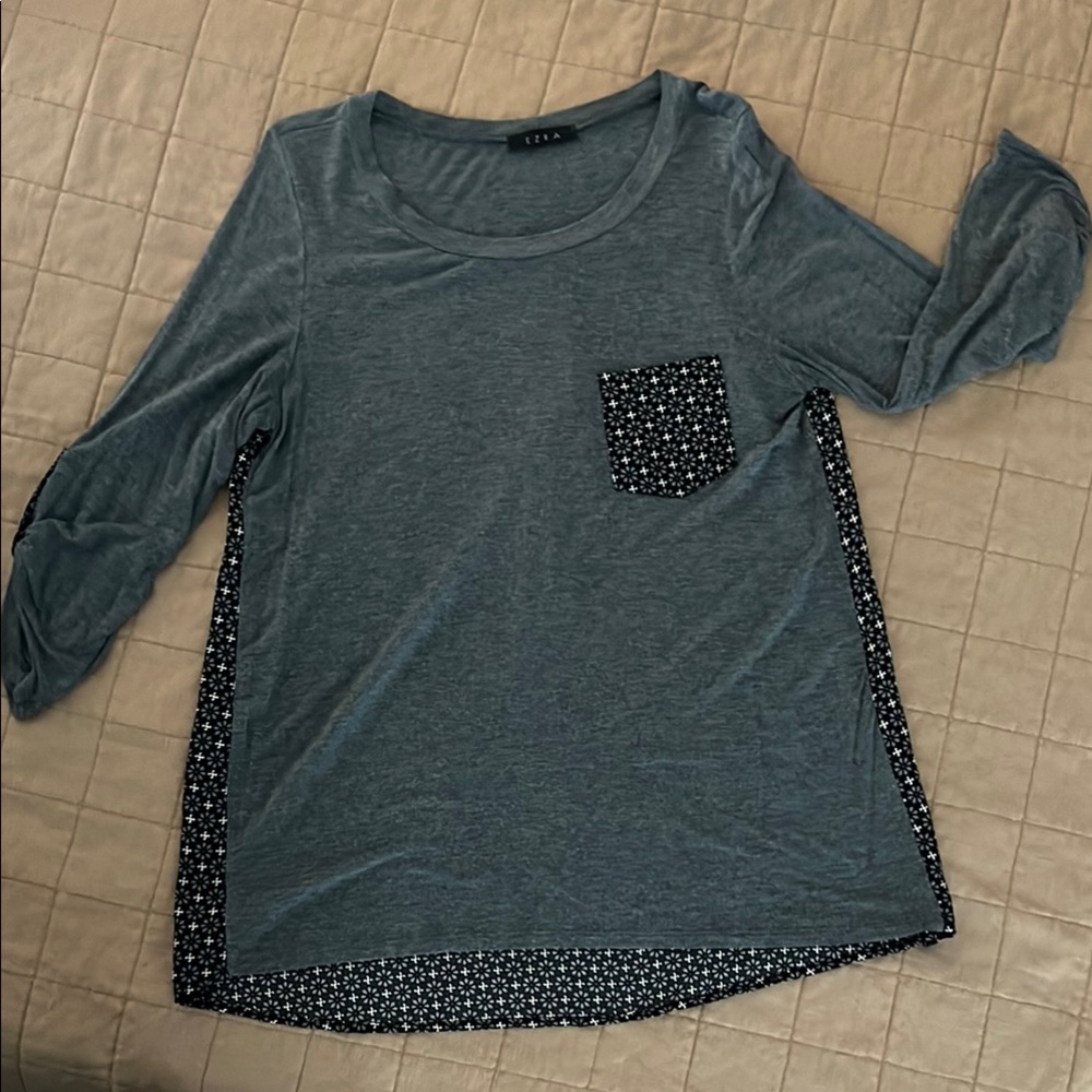Lush Gray Women's Top with Pocket Detail